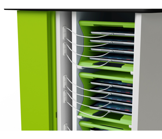 Chariot de recharge pour iPad avec paniers de transport - USB-C vers LAN - 16 tablettes - serrure à code numérique