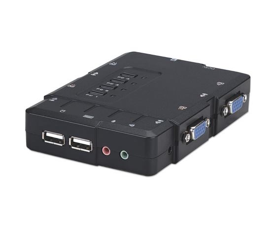 Commutateur KVM compact à 4 ports avec fonction audio et microphone