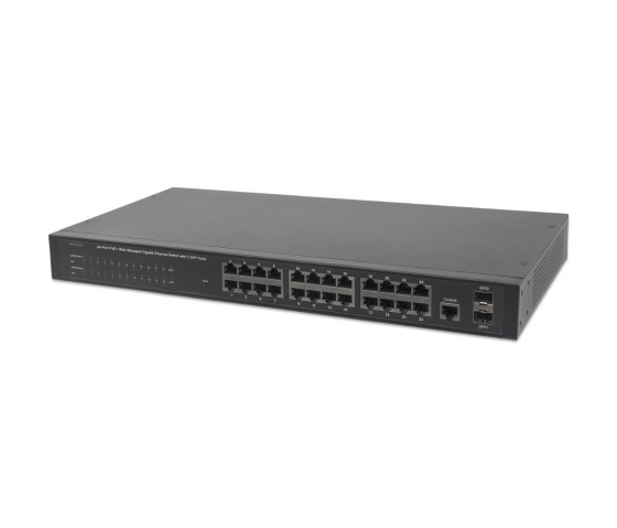 Switch PoE+ 24 ports Gigabit Ethernet géré par le Web avec 2 ports SFP - 370W PoE, montage en rack