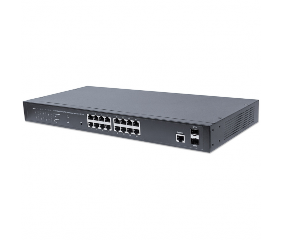 Switch PoE+ 16 ports Gigabit Ethernet géré par le Web avec 2 ports SFP - 220W PoE, montage en rack
