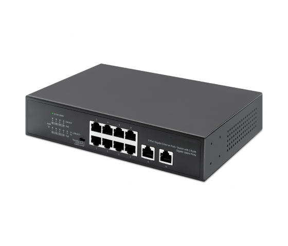 Switch Gigabit Ethernet PoE+ à 8 ports avec 2 ports Uplink - 120W PoE, Desktop