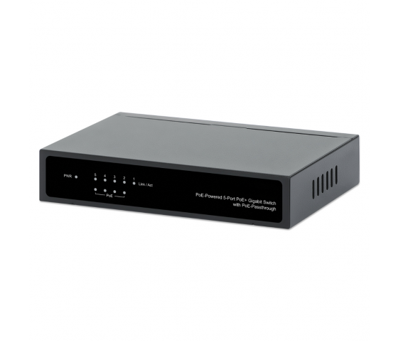 Switch Gigabit 5 ports alimenté par PoE avec PoE pass-through - 60W PoE, Montage bureau/mur