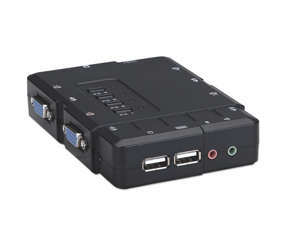 Commutateur KVM compact à 4 ports avec fonction audio et microphone