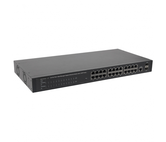 Switch PoE+ 24 ports Gigabit Ethernet géré par le Web avec 2 ports SFP - 370W PoE, montage en rack