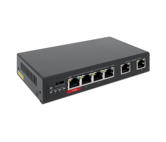 Switch Fast Ethernet 6 ports avec 4 ports PoE - 65W PoE, VLAN, Desktop