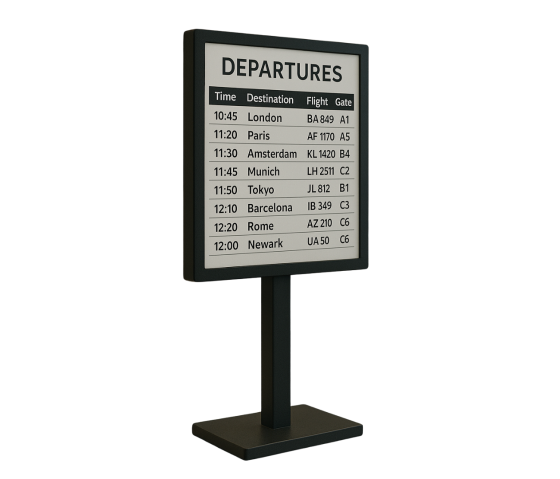 Support au sol avec écran E-ink 25 pouces intégré - noir