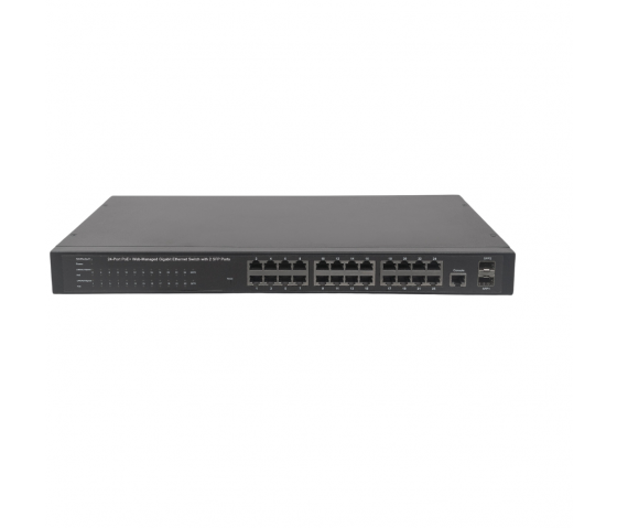 Switch PoE+ 24 ports Gigabit Ethernet géré par le Web avec 2 ports SFP - 370W PoE, montage en rack