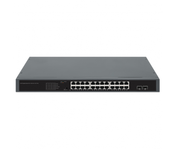 Switch PoE+ 24 ports Gigabit Ethernet avec 2 ports SFP - 370W PoE, réseau auto-réparateur, montage en rack