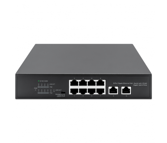 Switch Gigabit Ethernet PoE+ à 8 ports avec 2 ports Uplink - 120W PoE, Desktop