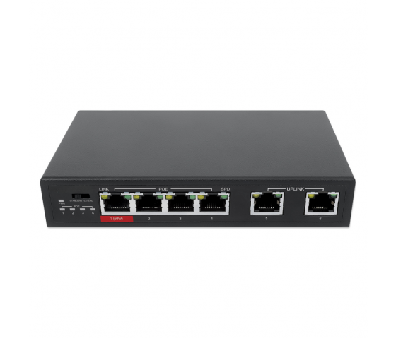 Switch Fast Ethernet 6 ports avec 4 ports PoE - 65W PoE, VLAN, Desktop