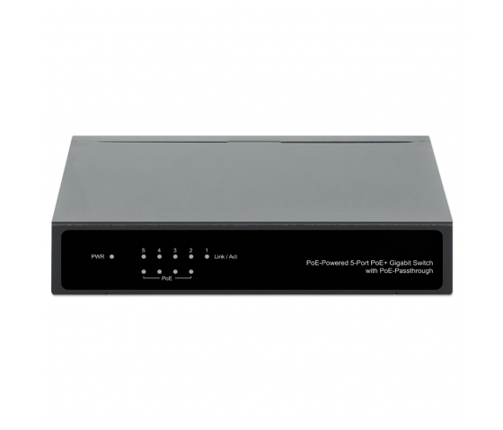 Switch Gigabit 5 ports alimenté par PoE avec PoE pass-through - 60W PoE, Montage bureau/mur