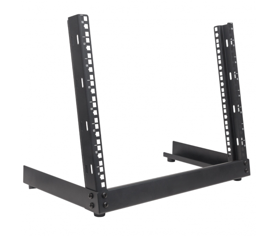 Rack de serveur à cadre ouvert 19 pouces MHT165 - hauteur 8U - 2 montants - flatpack - noir