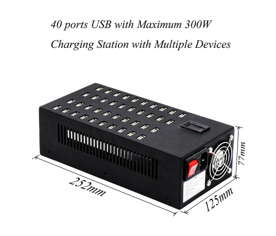 Concentrateur de charge de bureau 40 ports USB-A 8.5W - Indicateurs LED