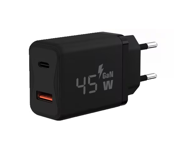 Chargeur 45W avec prises USB-C et USB-A - noir