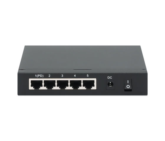 Switch Gigabit 5 ports alimenté par PoE avec PoE pass-through - 60W PoE, Montage bureau/mur