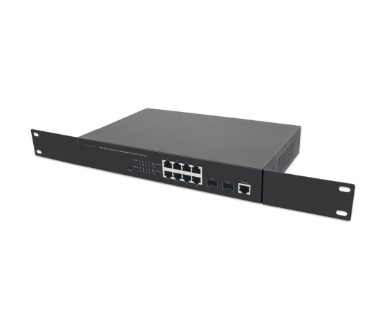 Switch PoE+ 8 ports Gigabit Ethernet géré par le Web avec 2 ports SFP - 140W PoE, montage en rack