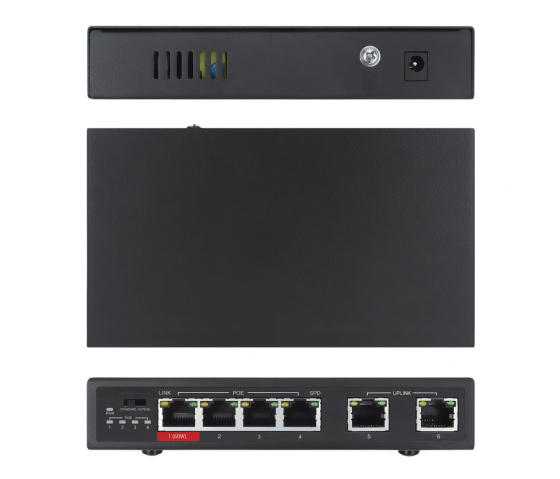 Switch Fast Ethernet 6 ports avec 4 ports PoE - 65W PoE, VLAN, Desktop