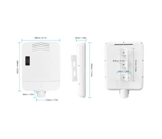 Commutateur Gigabit 5 ports alimenté par PoE pour l'extérieur - Extension PoE+, étanche à la pluie, IP65