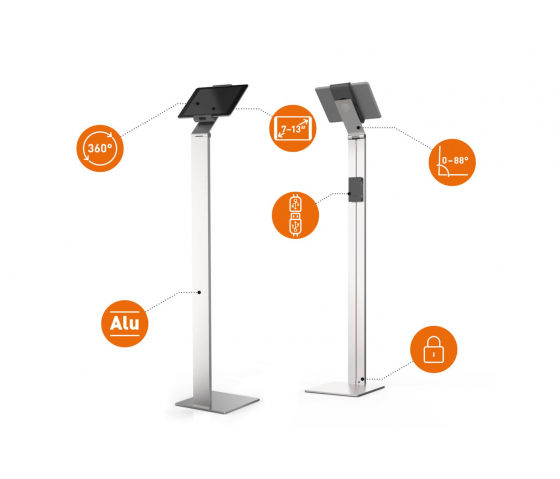 Support au sol Clip-On pour tablettes entre 7 et 13 pouces