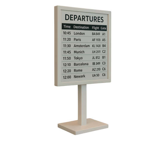 Vloerstandaard met geïntegreerd 32 inch E-ink scherm – wit