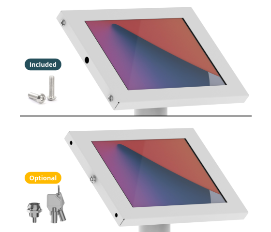 Support de tablette au sol Securo L avec plaque d'affichage pour tablettes de 12-13 pouces - blanc