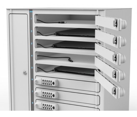 Zioxi Casier de charge Volt bay VLS1-10S-M-CP pour 10 Chromebooks jusqu'à 17 pouces - serrure à code numérique - bloc de prise de courant