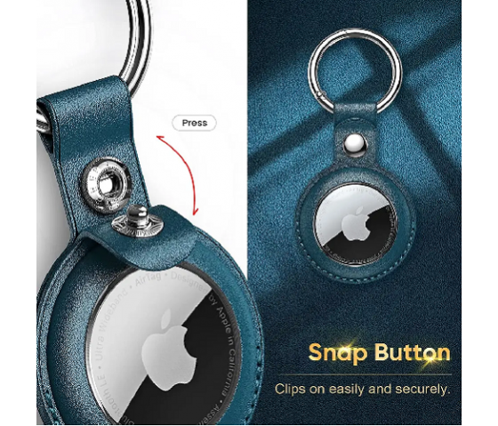 Noir-Porte-clés en cuir véritable pour Apple Airtag, étui Airtag, étuis de  protection Air Tag, accessoires d