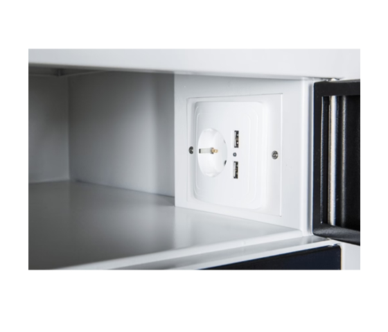 Casier de recharge BR12KL Noir pour 36 appareils mobiles - Prise de courant & Ports USB - serrures à clé