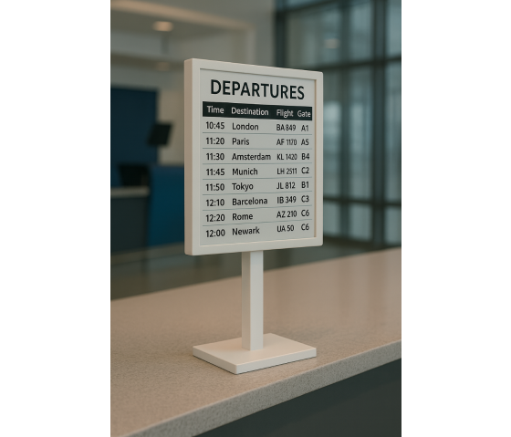 Plafondhouder met geïntegreerd 32-inch E-ink-scherm – wit