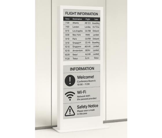 Vloerstandaard met 25 inch E-ink scherm – wit