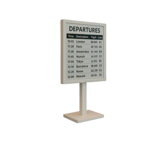 Witte tafelstandaard met 13 inch E-ink scherm – Digitale display zonder stroom