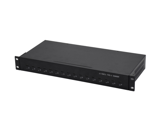 16 ports USB-C 45W 1U Rackmount laad hub