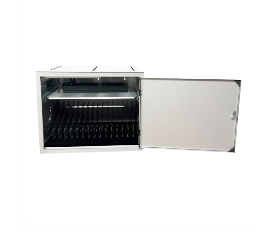 Armoire de recharge BRVD16 blanche - 16 appareils mobiles jusqu'à 17 pouces - multiprise