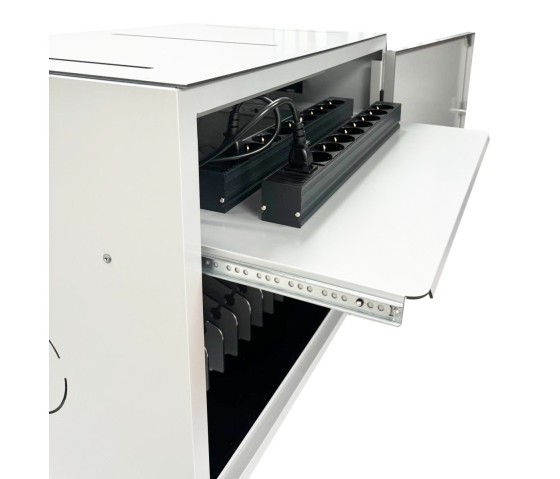 Armoire de recharge BRVD16 blanche - 16 appareils mobiles jusqu'à 17 pouces - multiprise