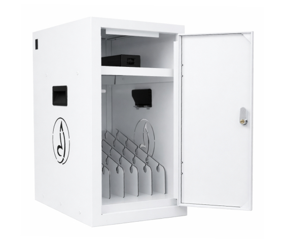 Armoire de rechargement BRVD6 pour 6 appareils mobiles jusqu'à 17 pouces - blanc - multiprise