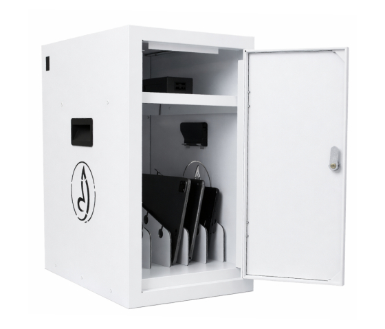 Armoire de rechargement BRVD6 pour 6 appareils mobiles jusqu'à 17 pouces - blanc - multiprise