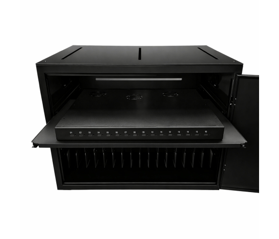 Armoire de chargement USB-C BRVDC16 pour 16 appareils mobiles jusqu'à 17 pouces - noir