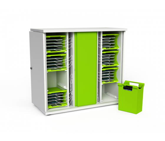 Armoire de chargement USB-C pour tablettes Zioxi CHRGGUC-TBB-32 avec paniers de transport pour 32 tablettes jusqu'à 10,5 pouces. Armoire de recharge