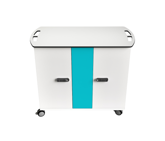 Chariot de recharge pour 32 ordinateurs portables - gestion réseau & portail web Zioxi onView - serrure RFID