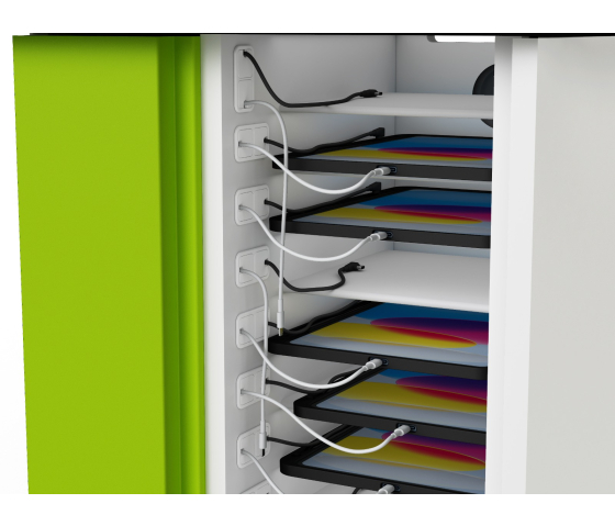 Chariot de recharge USB-C pour iPad et Pencil Zioxi CHRGTUC-PT-16-K# incluant les câbles USB-C pour 16 iPads jusqu'à 10,9 pouces - Verrouillage par clé.