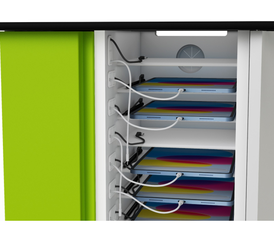 Chariot de recharge USB-C pour iPad et Pencil Zioxi CHRGTUC-PT-16-K# incluant les câbles USB-C pour 16 iPads jusqu'à 10,9 pouces - Verrouillage par clé.