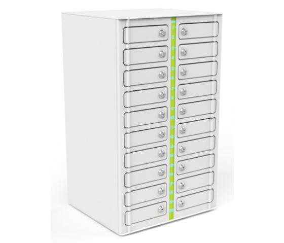 Casier de recharge pour 20 smartphones jusqu'à 7 pouces - Zioxi Volt Bay VSP1-20W-UC-CP - serrure à combinaison - USB-C