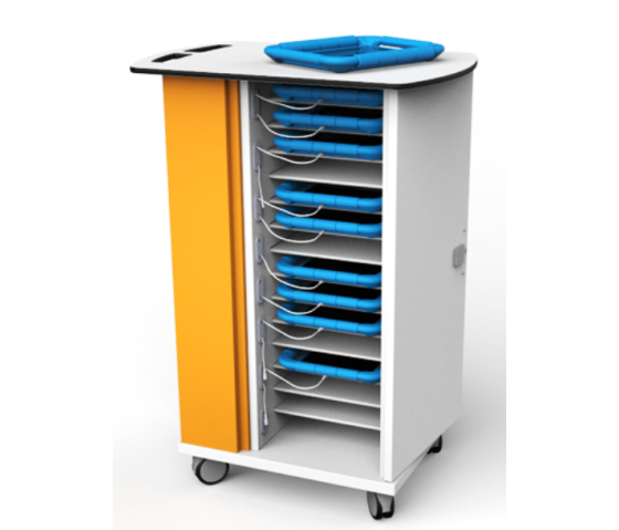 Chariot de recharge USB-C pour 15 iPads avec coques de protection - Zioxi CHRGTUC-GC-15-K - serrure à clé