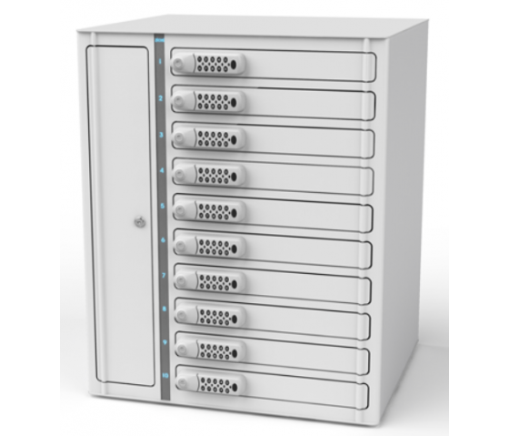Zioxi Casier de charge Volt bay VLS1-10S-M-CP pour 10 Chromebooks jusqu'à 17 pouces - serrure à code numérique - bloc de prise de courant
