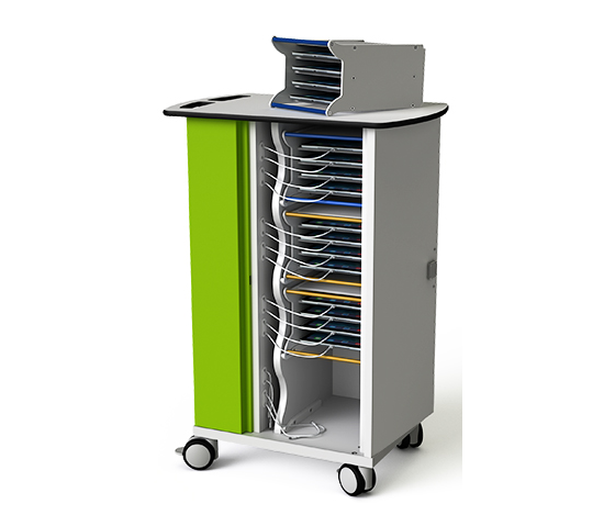 Chariot de chargement Zioxi avec paniers de transport CHRGT-TBB-16-C pour 16 tablettes jusqu'à 10,5 pouces - verrouillage par code numérique