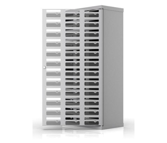 Armoire à téléphone métallique Drop & Safe 36 avec fentes d'insertion pour 36 smartphones
