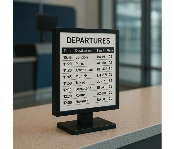 Support au sol avec écran E-ink 25 pouces intégré - noir