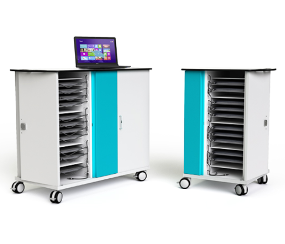 Chariot de recharge Zioxi onView pour 32 ordinateurs portables jusqu'à 16 pouces - CHRGT-LS-32-R-O3 - serrure RFID