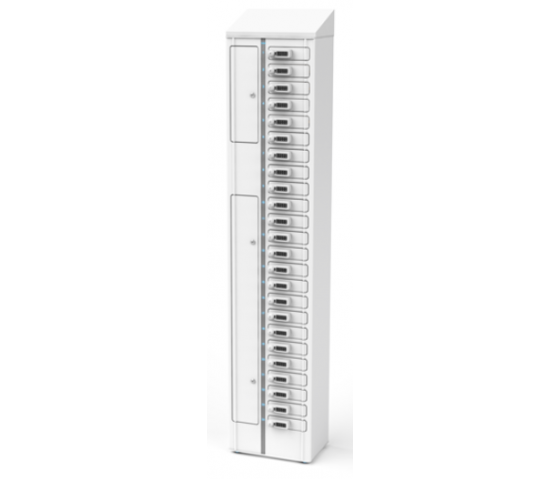 Casier de recharge USB-C Zioxi Volt Bay pour 24 smartphones jusqu'à 7 pouces - VSP1-24S-UC-CP - serrure à combinaison