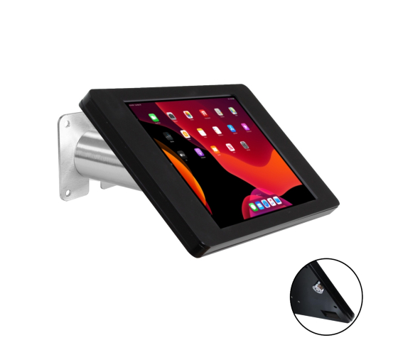 Support mural Fino L pour tablettes entre 12 et 13 pouces - noir/ acier inoxydable 